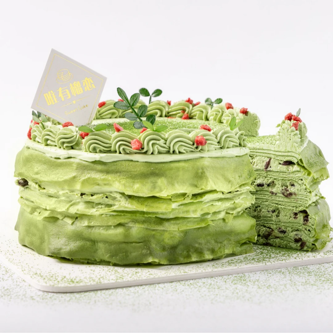 抹茶红豆千层蛋糕  罐子  动物奶油零食追剧解馋必备