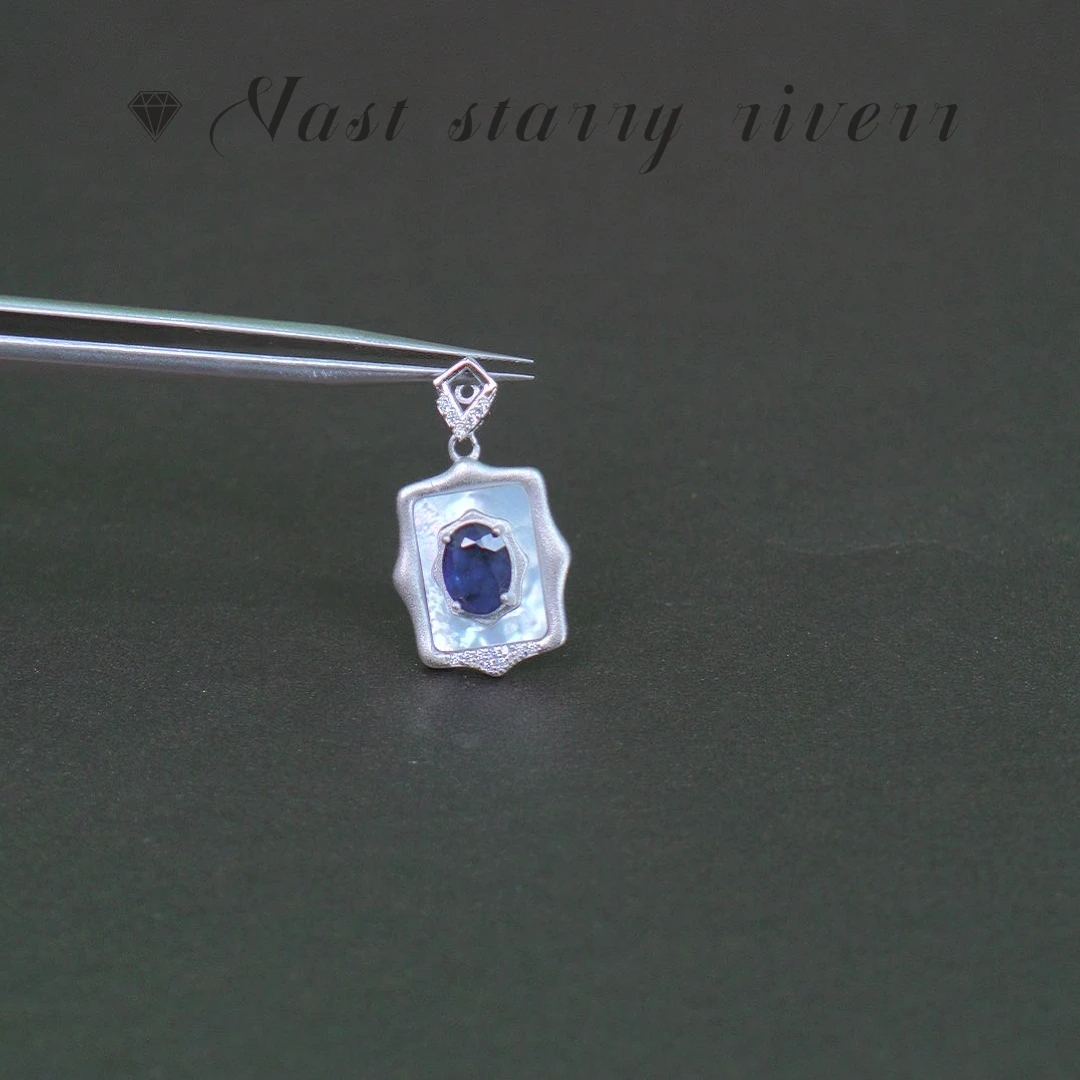 AFLBD334-S925银天然蓝宝石吊坠：主石约：1.5CT