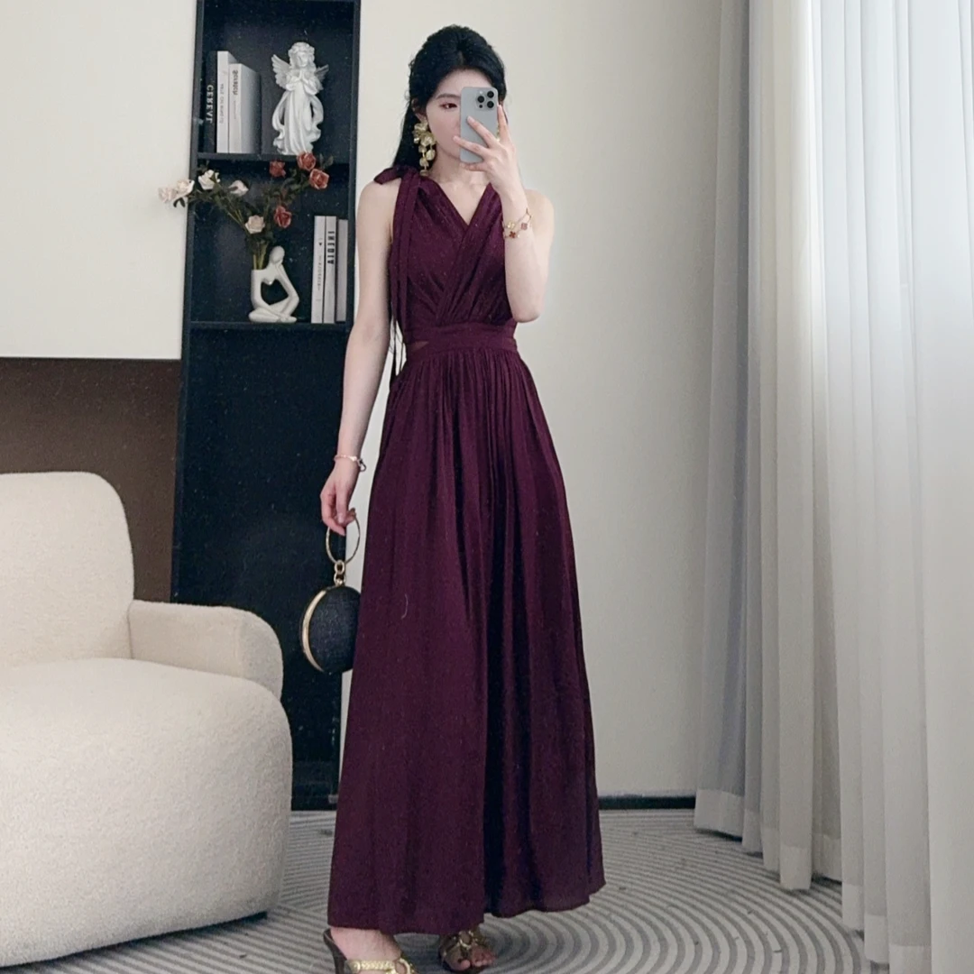 拉夏贝尔25夏季新款法式轻熟气质轻奢百搭设计感连衣裙 00064 LSC