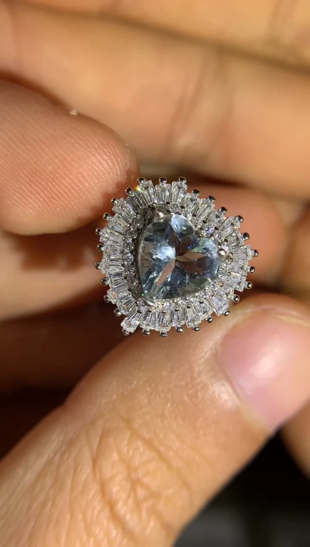 【闪购商品】海蓝宝石戒指银S925镶嵌天然