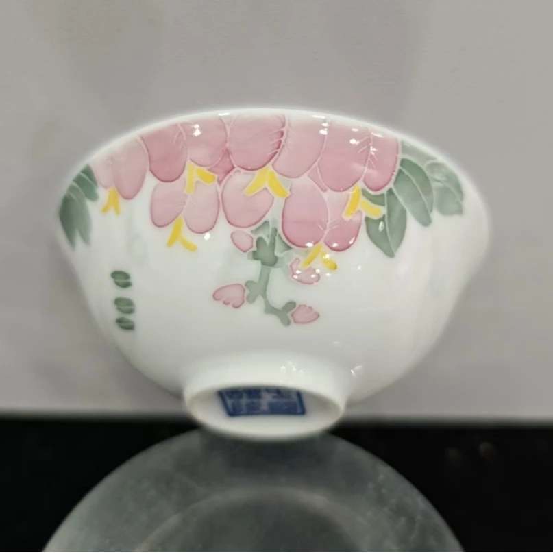 008函夏非遗釉下五彩紫藤花普洱杯