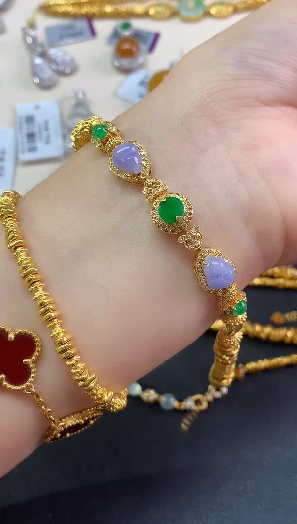 18K金镶嵌手链翡翠手链|16800多样性发其一