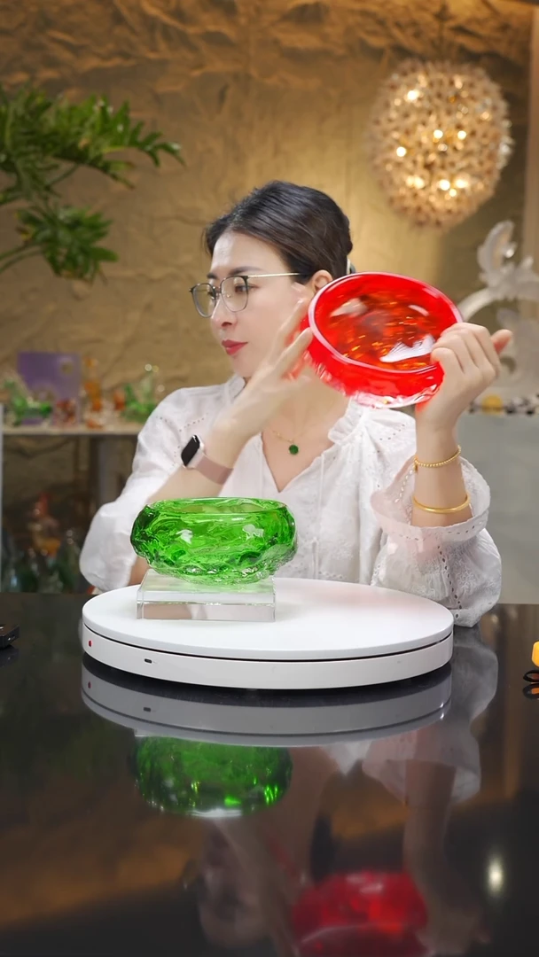 瓷片福利红色水波纹果碗