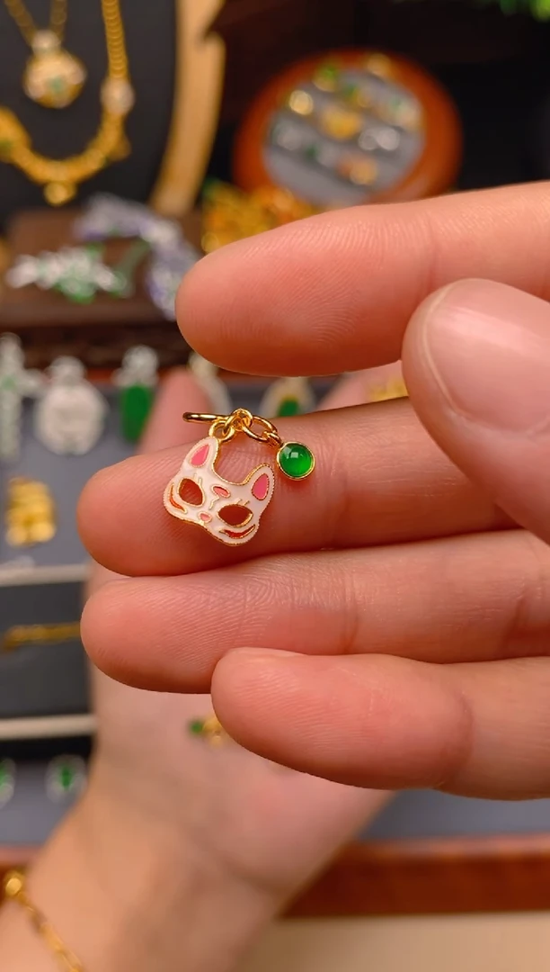 【闪购商品】翡翠吊坠(不含链)银S925镶嵌狐狸面具