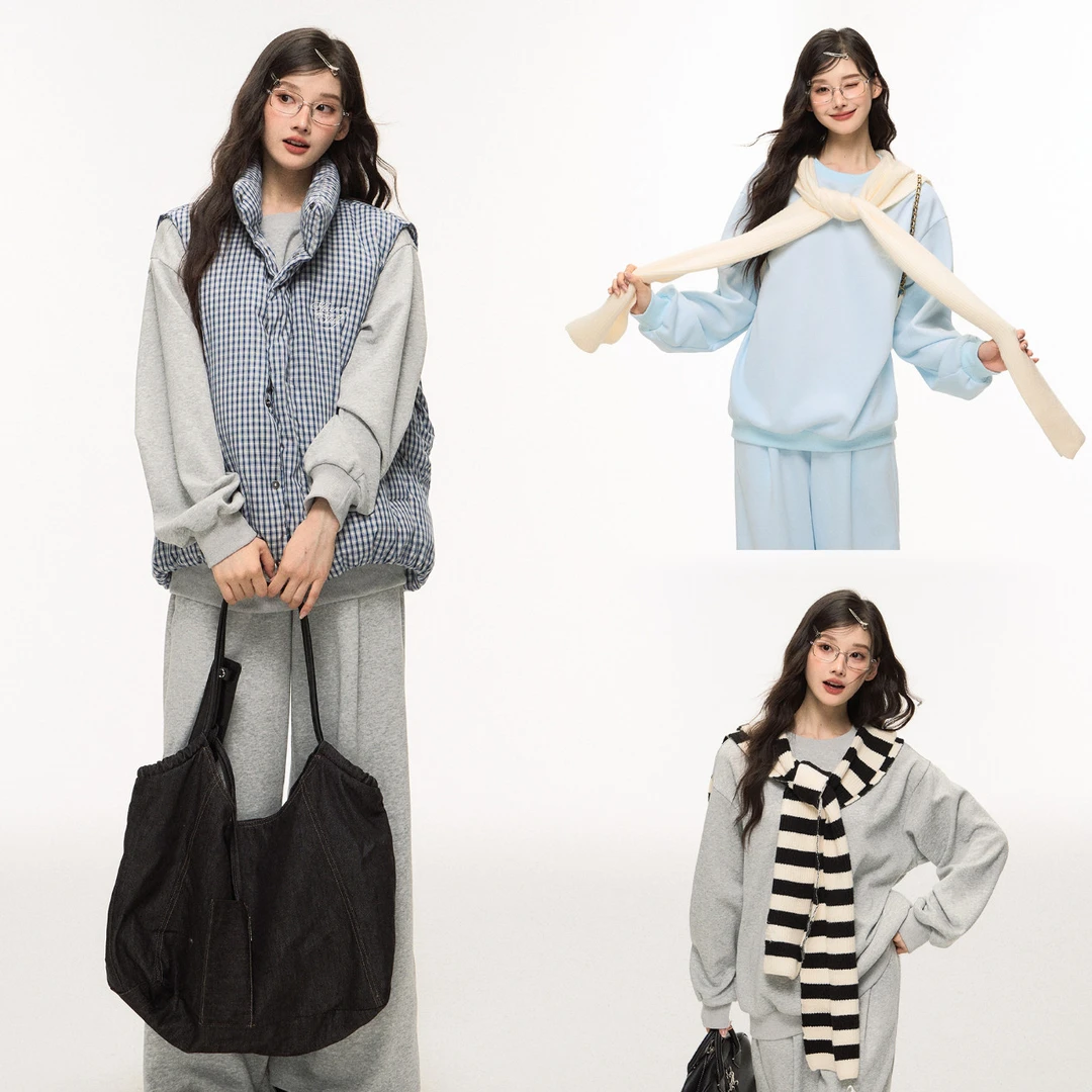 ELEVEN SLEEP韩系宽松休闲运动套装女秋冬慵懒风卫衣阔腿裤两件套