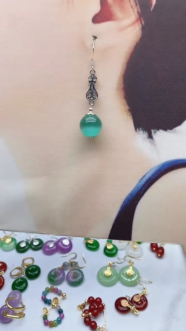 银S925镶嵌变石猫眼耳饰11