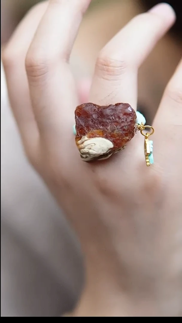 裸石蜜蜡未镶嵌*设计款*蜜蜡原石戒指*百搭