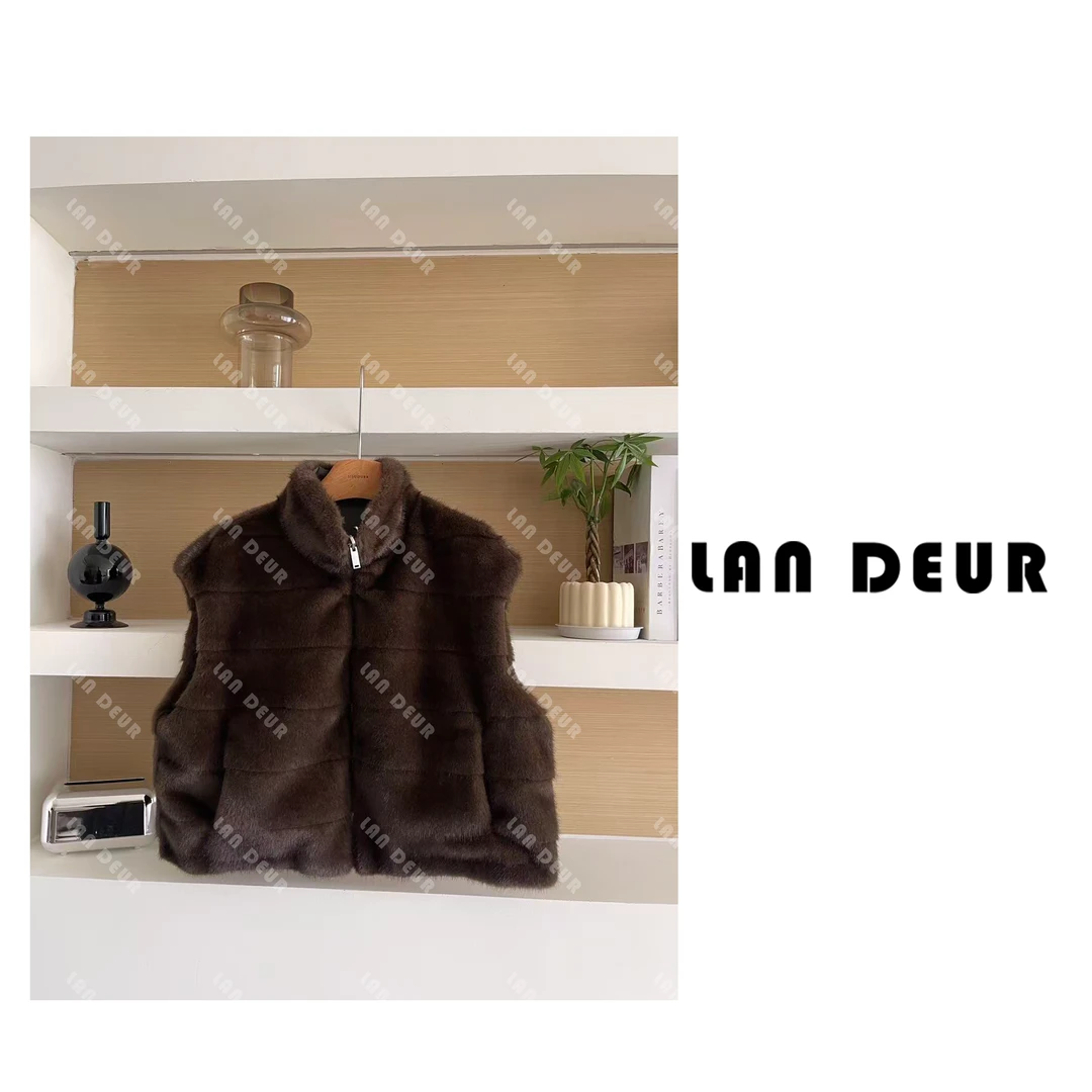 【海盐梦境】双面穿环保皮草无袖时尚气质立领加厚保暖毛毛马甲女