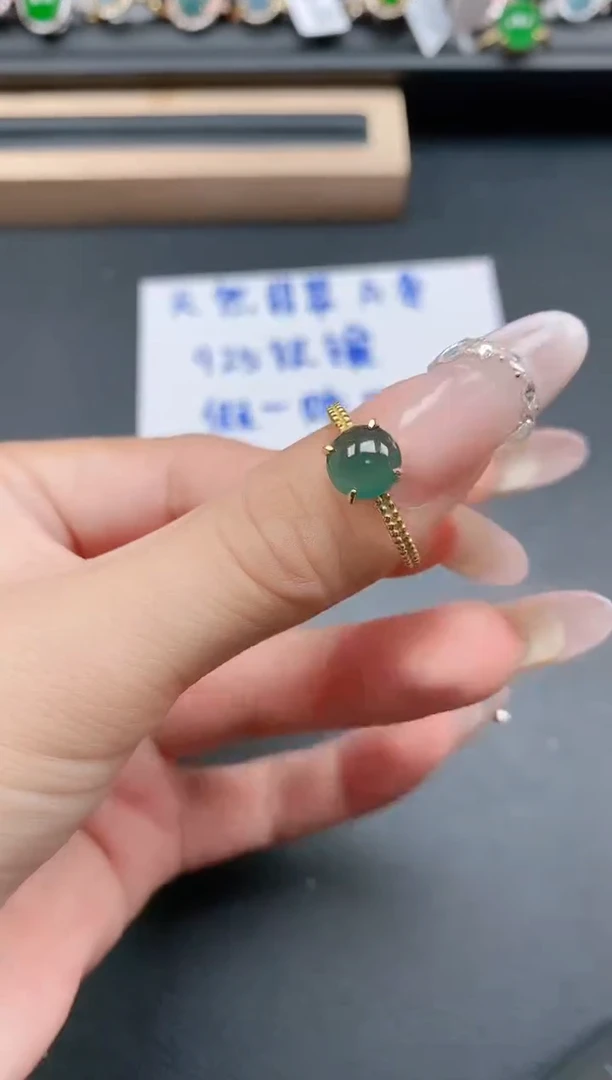 银S925镶嵌戒指翡翠111