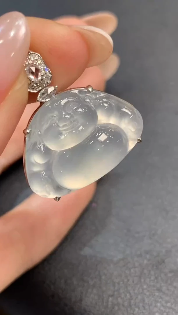 吊坠(不含链)18K金镶嵌翡翠64-佛公