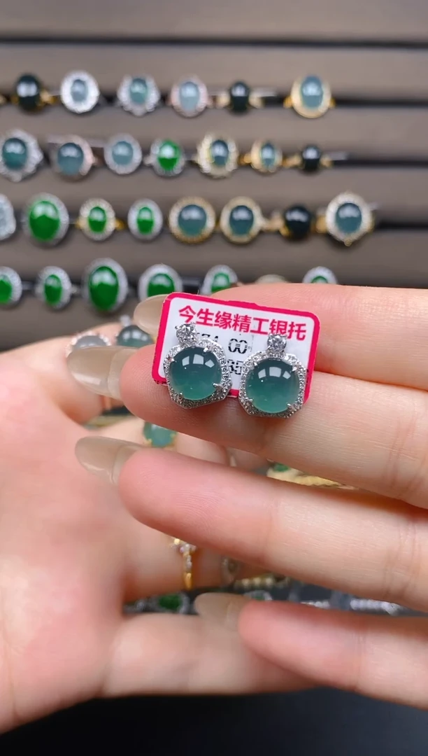 翡翠戒指银S925镶嵌1212
