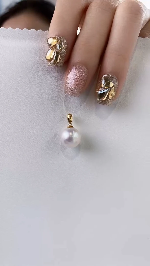 吊坠(不含链)18K金镶嵌海水珍珠11-12澳白珍珠吊坠