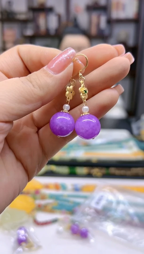 【闪购商品】翡翠耳饰14K金镶嵌耳坠E654