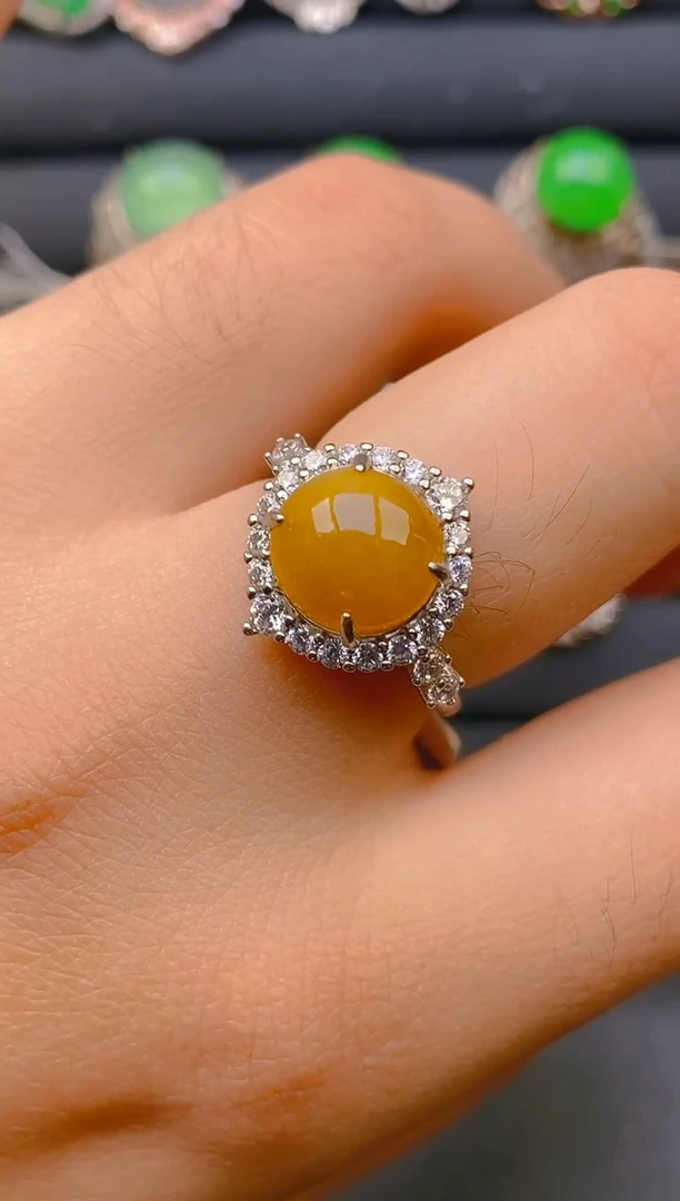 【闪购商品】翡翠戒指银S925镶嵌天然A货翡翠1