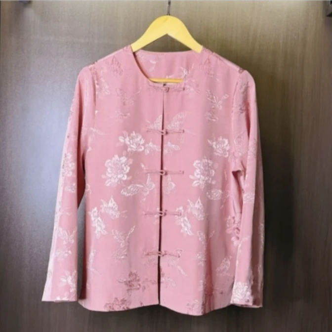 赴春约 芳华设计新中式复古提花上衣国风圆领提花上衣