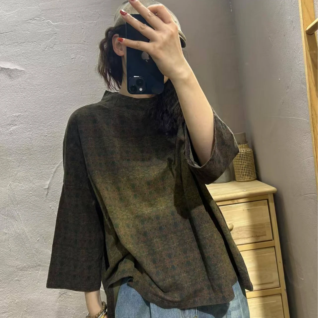 【半奏】春季新款 花色七分袖T恤胸围150衣长62