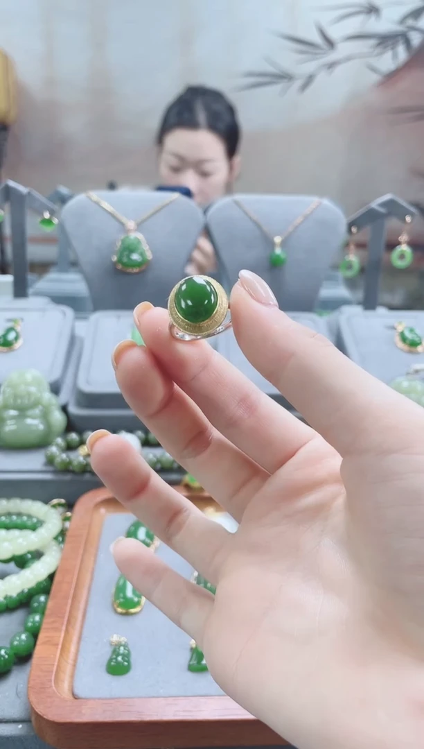 银S925镀金镶嵌戒指和田玉 银S925镀金镶嵌 戒指 和田玉