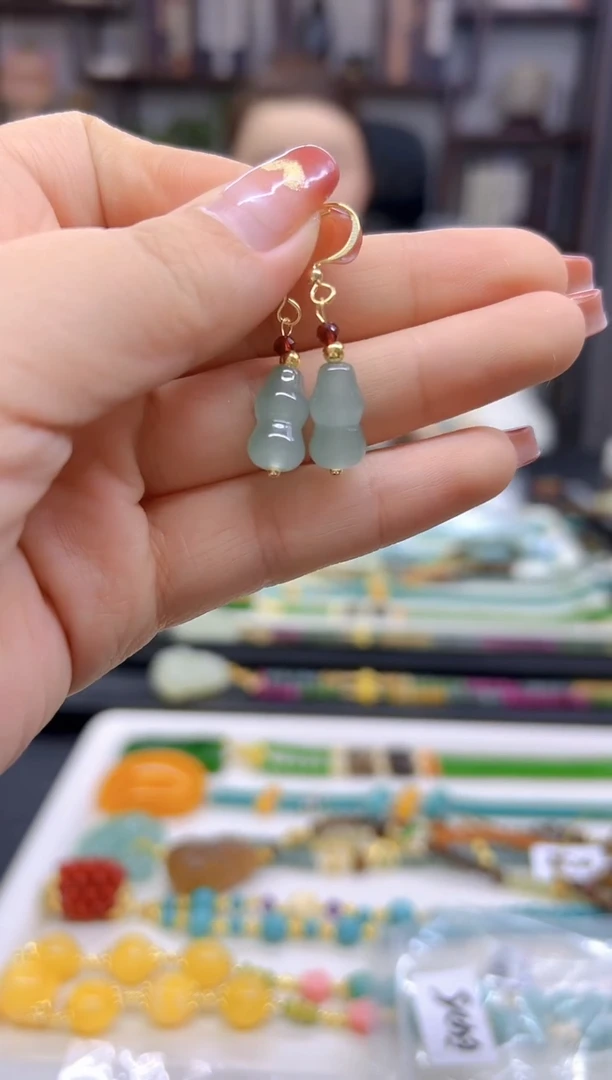 【闪购商品】翡翠耳饰14K金镶嵌耳饰E425