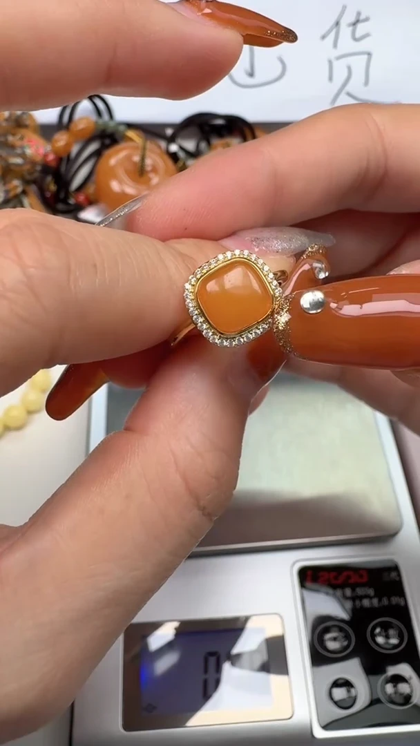 裸石琥珀银S925镶嵌如图