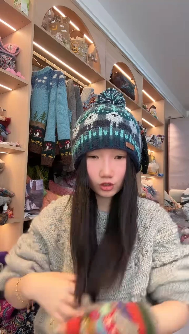 羊毛美利奴孔雀蓝小羊帽