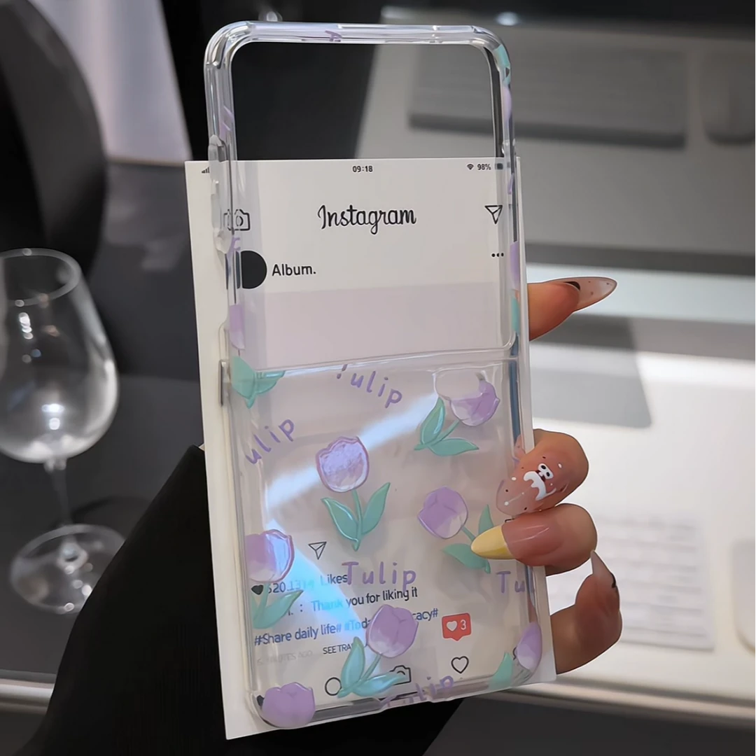 【荣耀 magic系列】紫色郁金香适用荣耀magicvflip直边折叠手机壳套