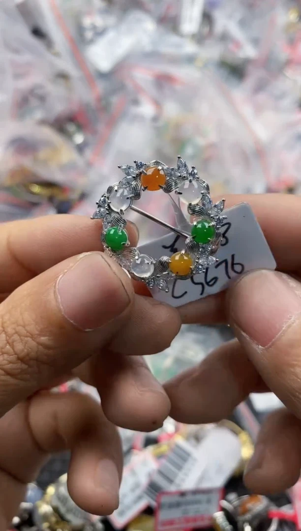 银S925镶嵌戒指翡翠14             3