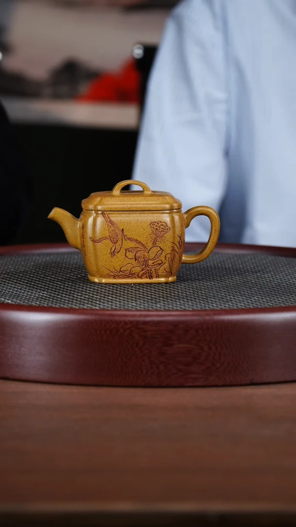 茶壶紫砂64WSY四方汉瓦 龙骨金砂160cc