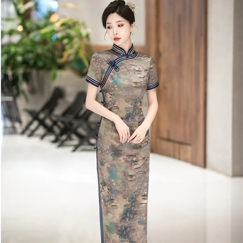 5550白幼秀新款复古时尚优雅中式立领港风款旗袍中国风旗袍
