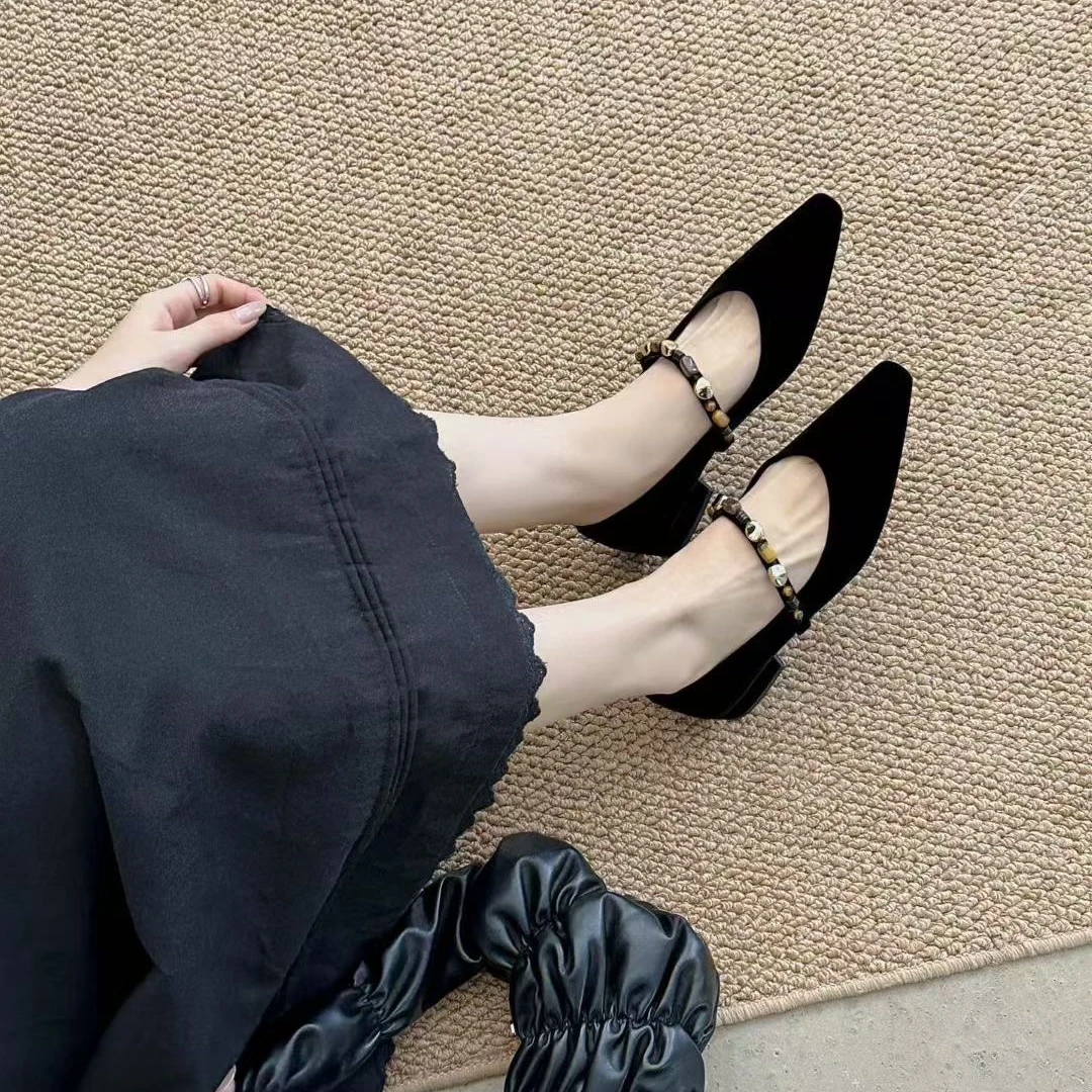 M25-23秋季透气耐磨法式耐脏常规方头温柔浅口平底鞋单鞋一字带