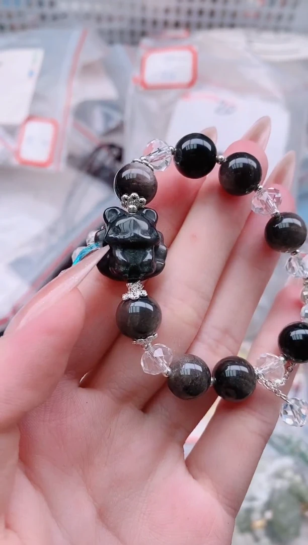 黑曜岩未镶嵌手链多样性发拍一发一