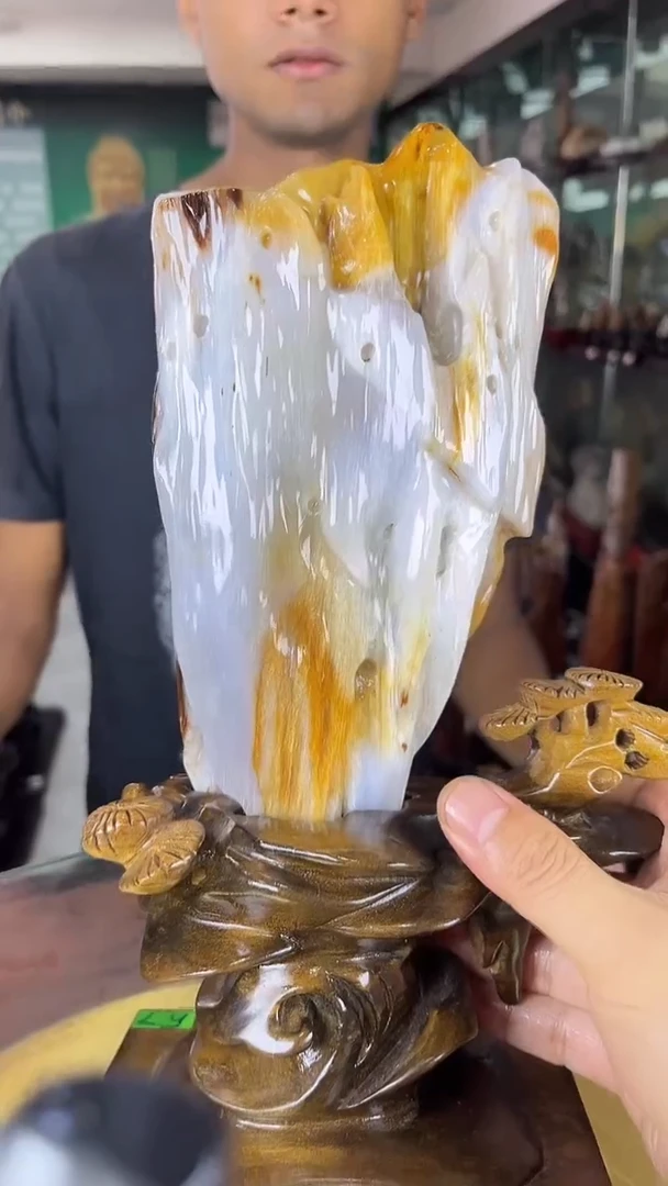未镶嵌珠宝奇石硅化玉缅甸天然树化玉摆件
