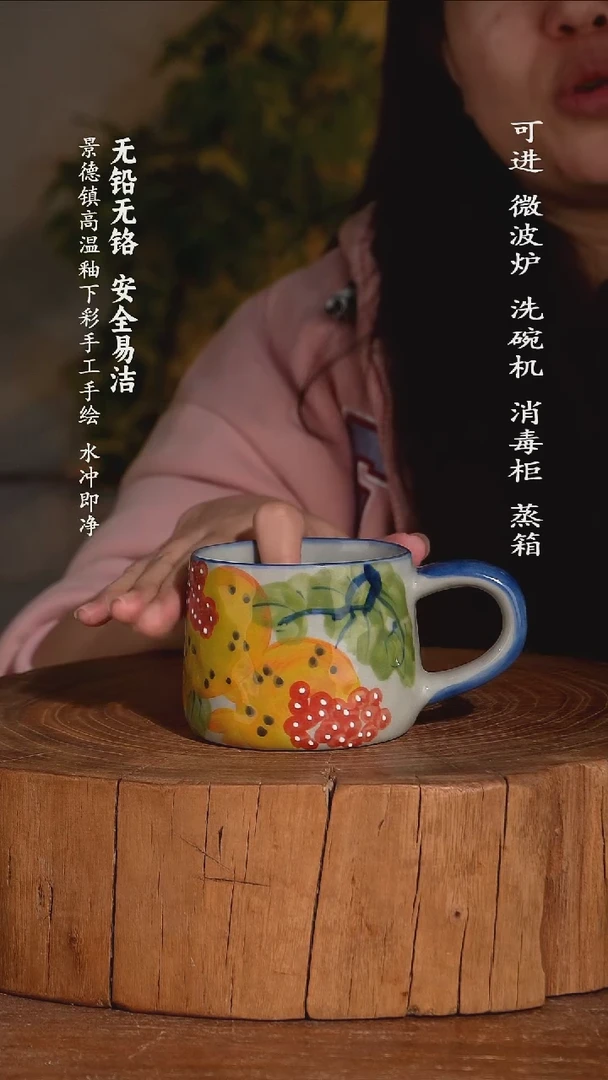 摆件瓷景德镇高温瓷釉下彩手绘陶瓷