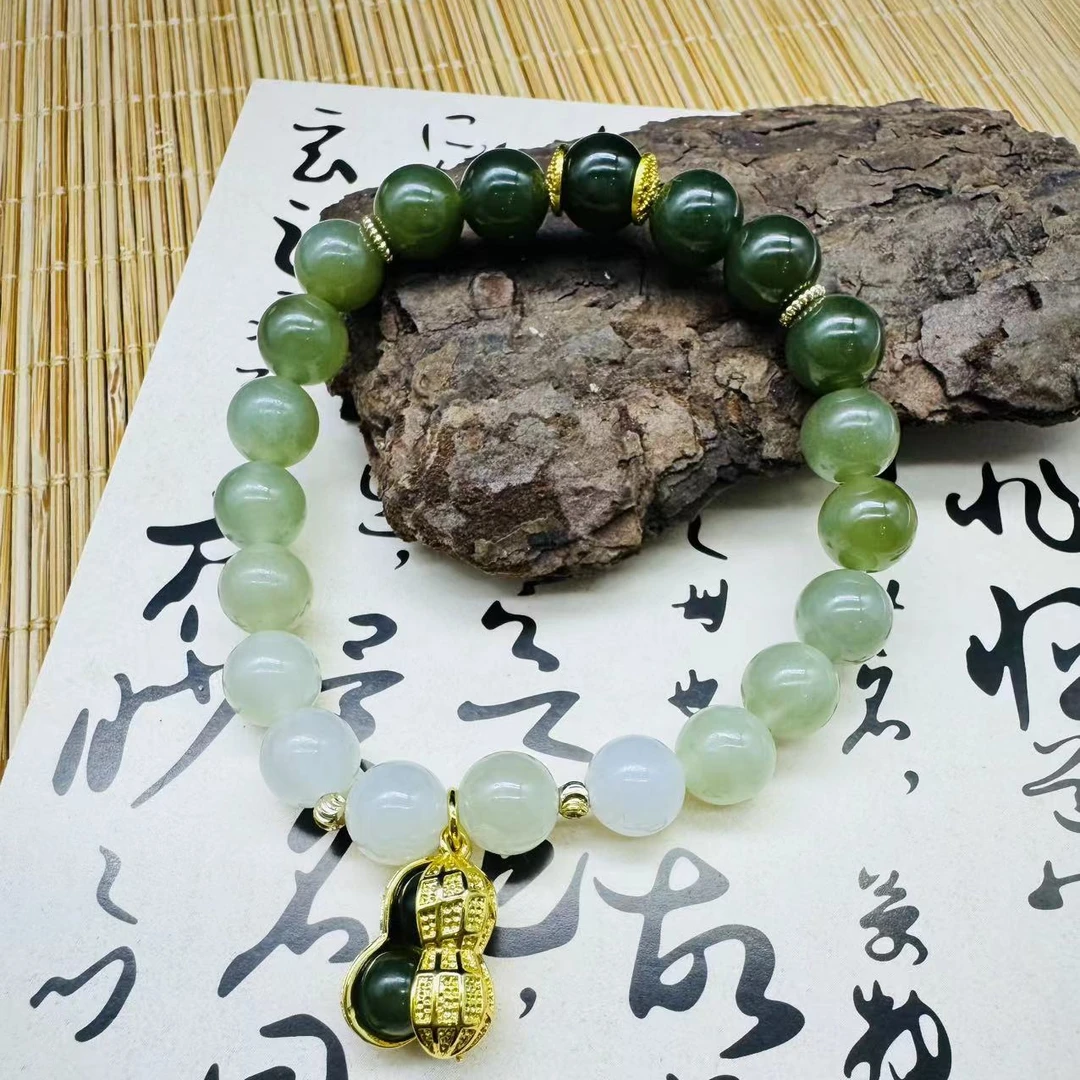翠羽天工珠宝|和田玉手串葫芦小坠节日礼赠国检证书