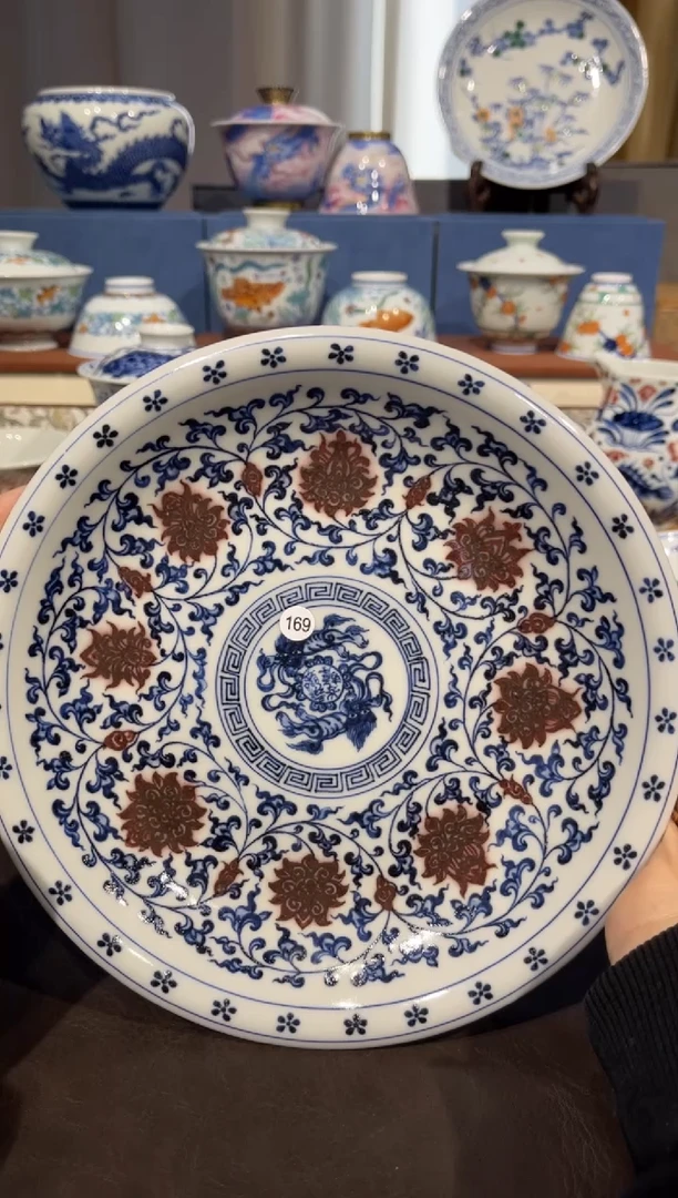 【闪购商品】杯169青花釉里红缠枝莲壶承微瑕