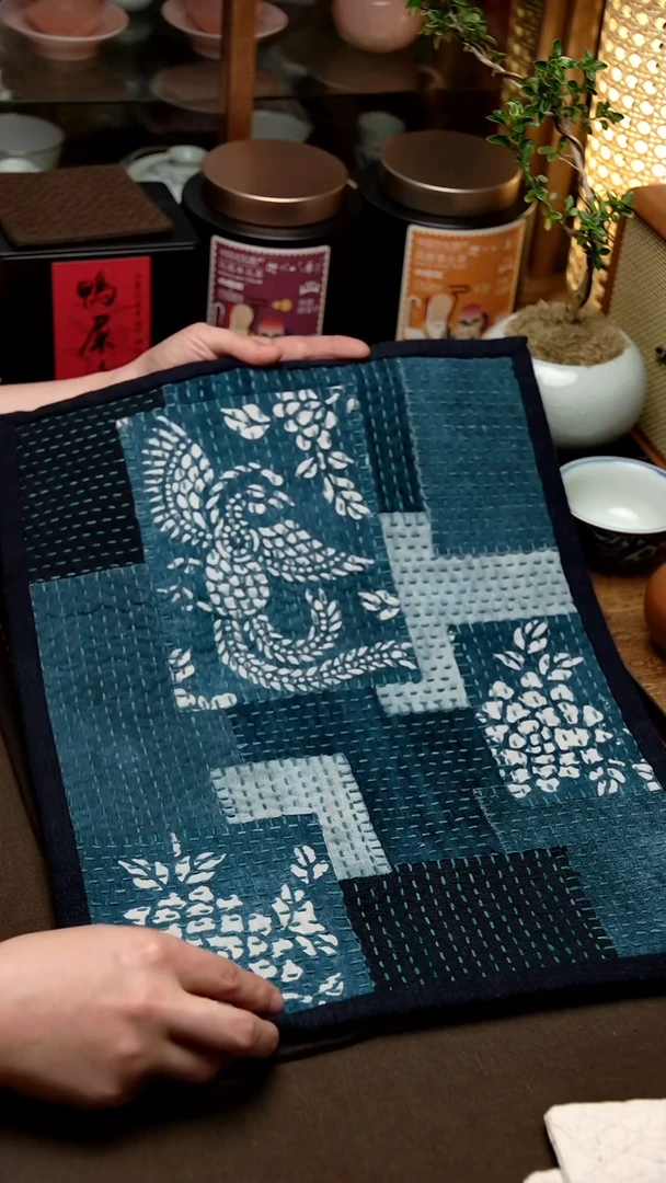 织绣Cici手作刺子绣茶席-667