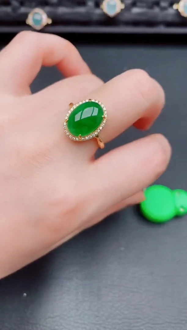 【闪购商品】翡翠戒指银S925镶嵌天然a货翡翠420