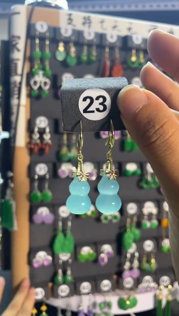 【闪购商品】翡翠耳饰银S925镶嵌23