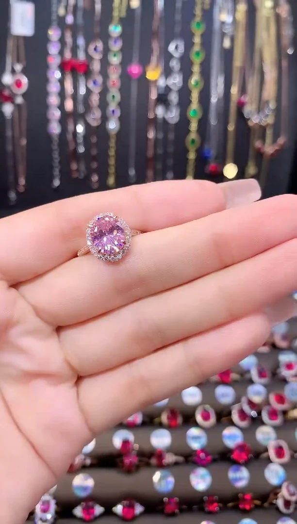 蓝宝石戒指银S925镶嵌玫瑰金810