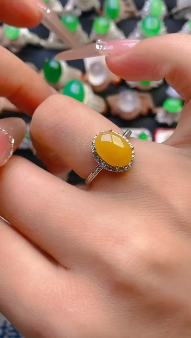 翡翠戒指银S925镶嵌天然