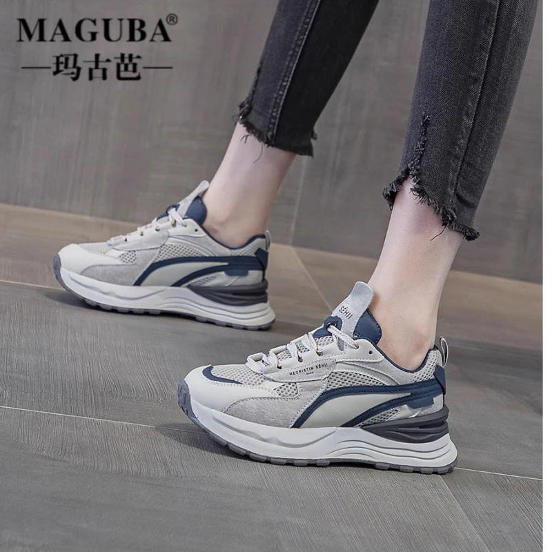 MAGUBA/玛古芭厚底阿甘鞋女百搭时尚运动休闲软底舒适网面老爹鞋