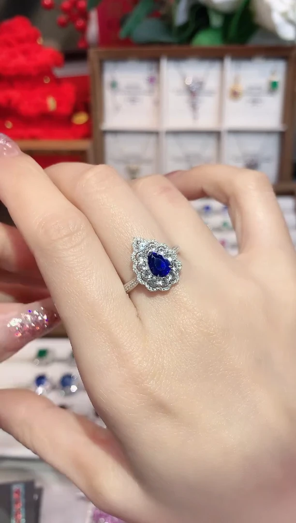 戒指蓝宝石18K金镶嵌1.15ct/天然宝石/七天无理由