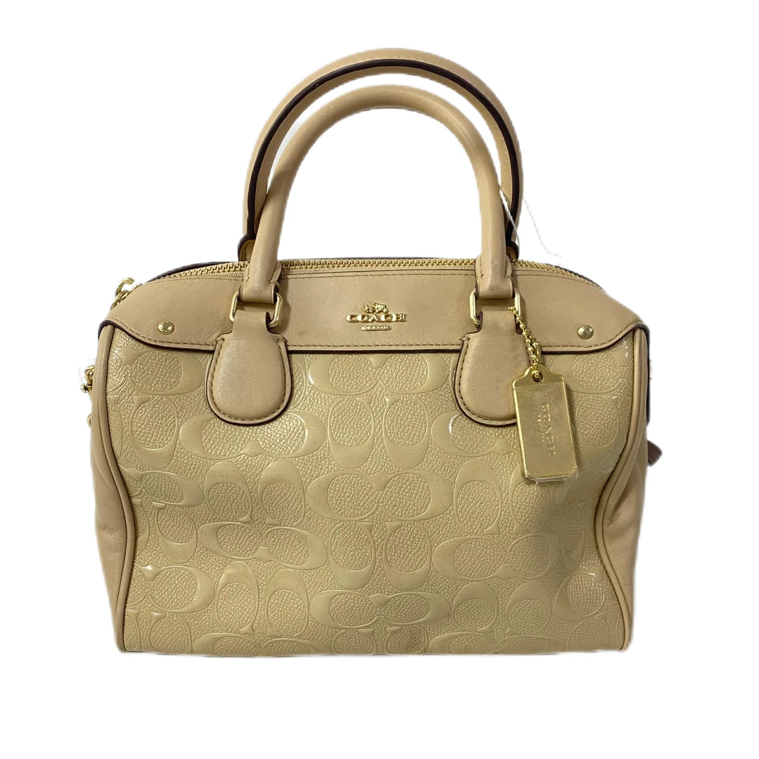 95新 COACH/蔻驰 杏色压花波士顿单肩手提斜挎包 SH-30062-A