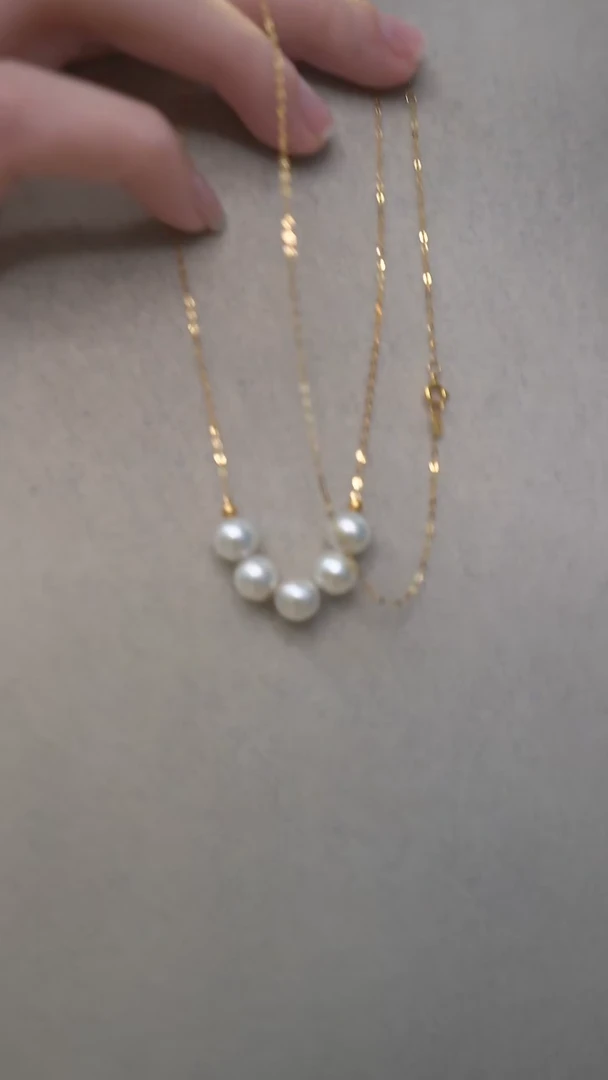 【闪购商品】淡水珍珠颈饰18K金镶嵌通体18K金微笑链