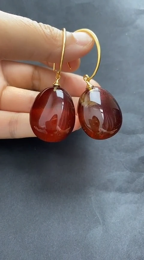 未镶嵌琥珀裸石琥珀耳坠