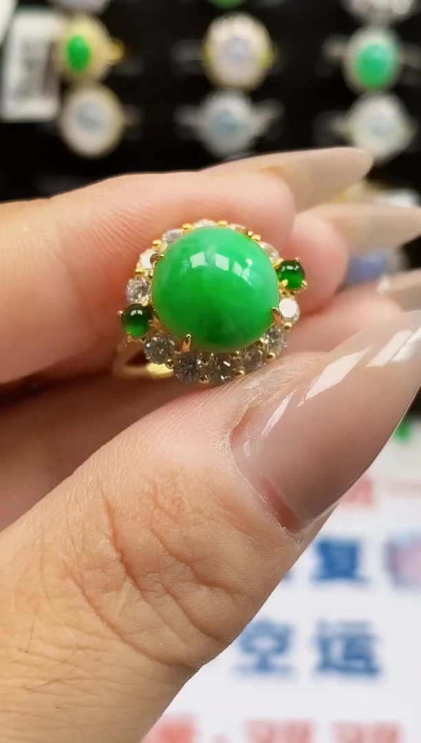 银S925镶嵌戒指翡翠0158