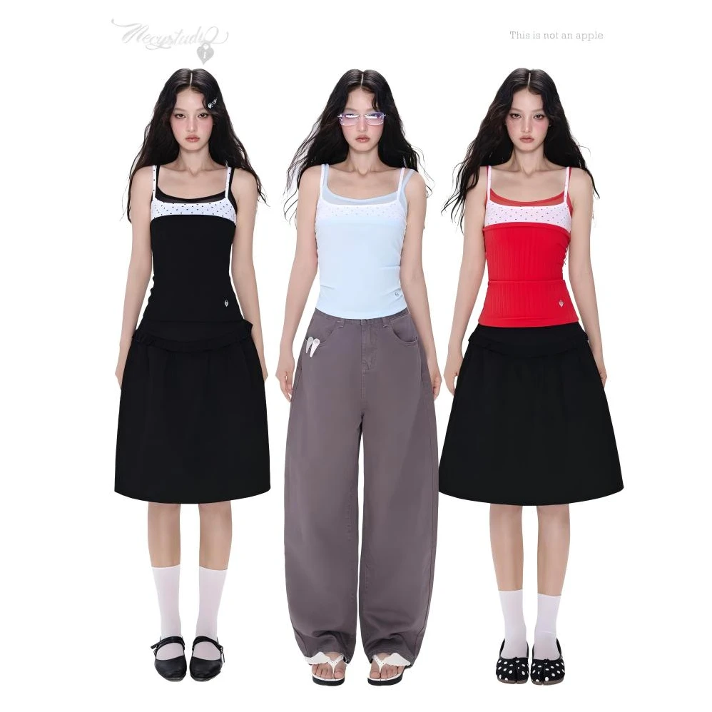 NECY三色波点吊带 百搭叠穿休闲简约设计感上衣