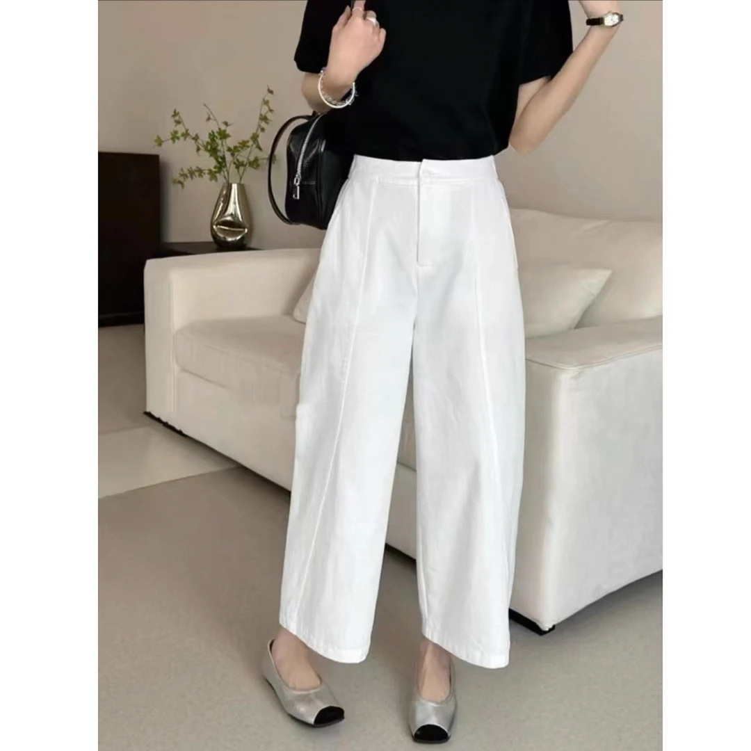 1648韩版夏款九分高腰宽松后松紧腰萝卜哈伦裤女阔腿裤