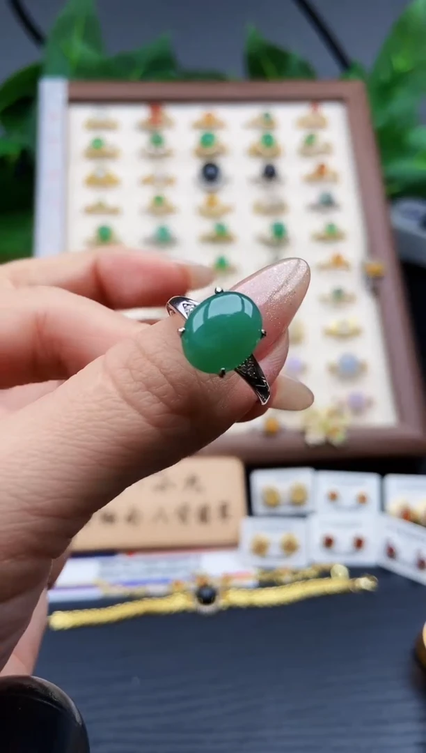 银S925镶嵌戒指翡翠12
