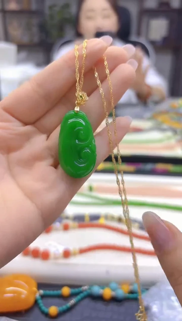 吊坠(赠链)14K金镶嵌翡翠DIY款D307