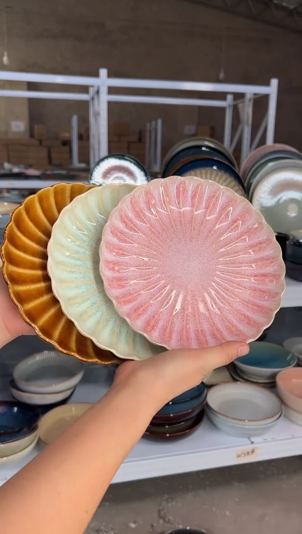 陶瓷外贸尾货瑕疵满20包邮X3 小盘8英寸